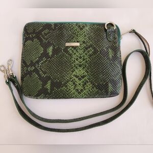Cross body/ iPad case by Rebecca Minkoff , green, snakeskin embossed